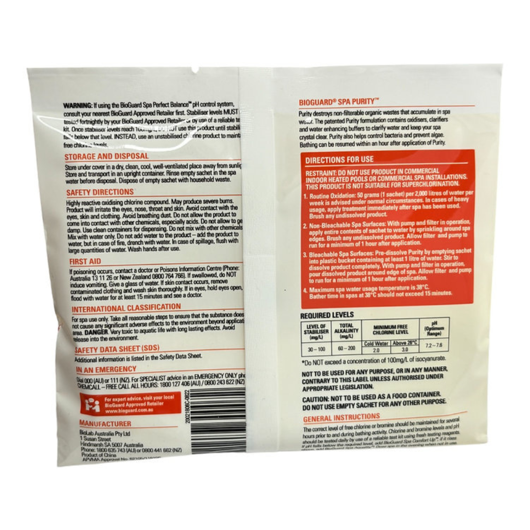 Spa maintenance oxidiser for clear water