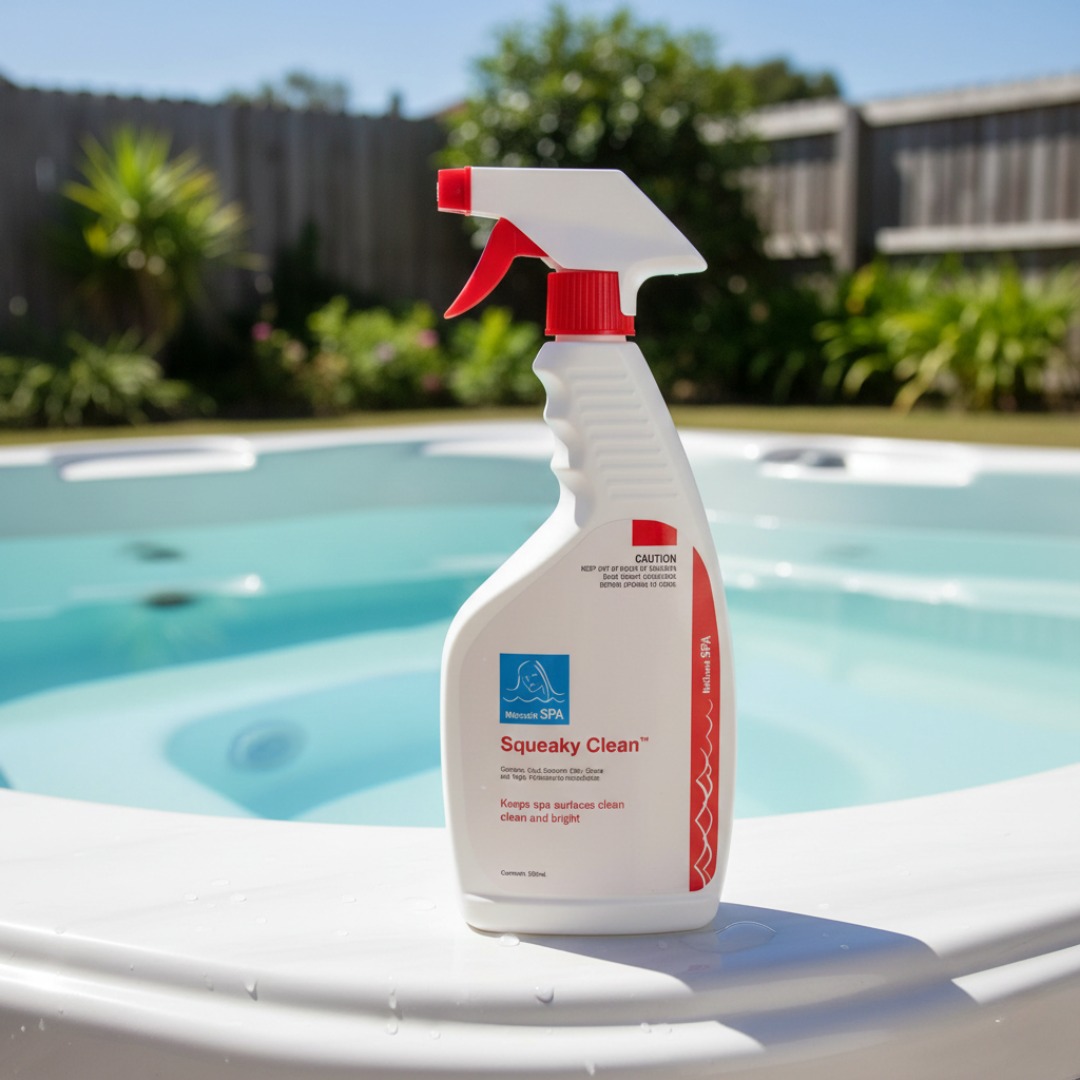 Removes tough grime and oil from spa surfaces